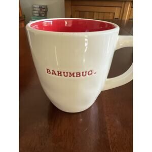 RAE DUNN Holiday Christmas “BAHHUMBUG.” Red Interior Mug New. Hard To Find
